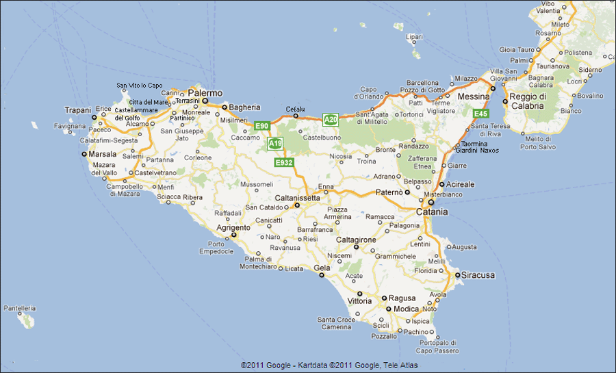 Этна на карте Сицилии. Сицилия на карте Италии. Остров Сицилия на карте.